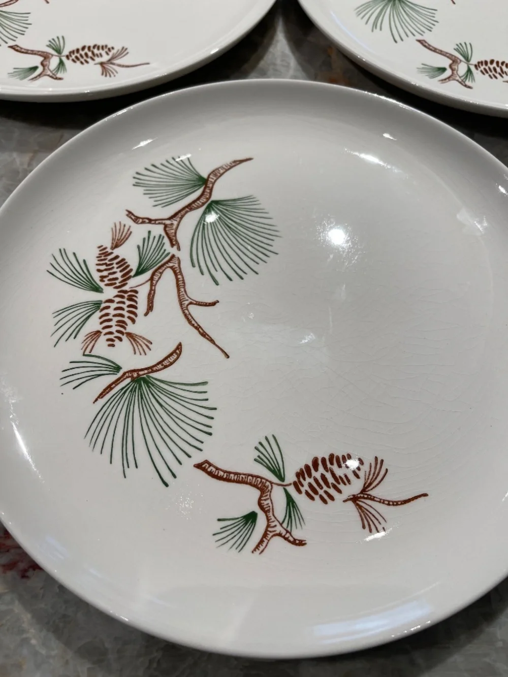 Stetson Marcrest~Vintage Misty Pine  ovenproof hand painted underglaze Plates